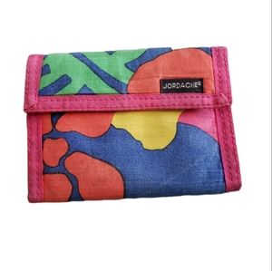 Jordache vintage 90s pink palm tree tropical dopamine dressing velcro wallet